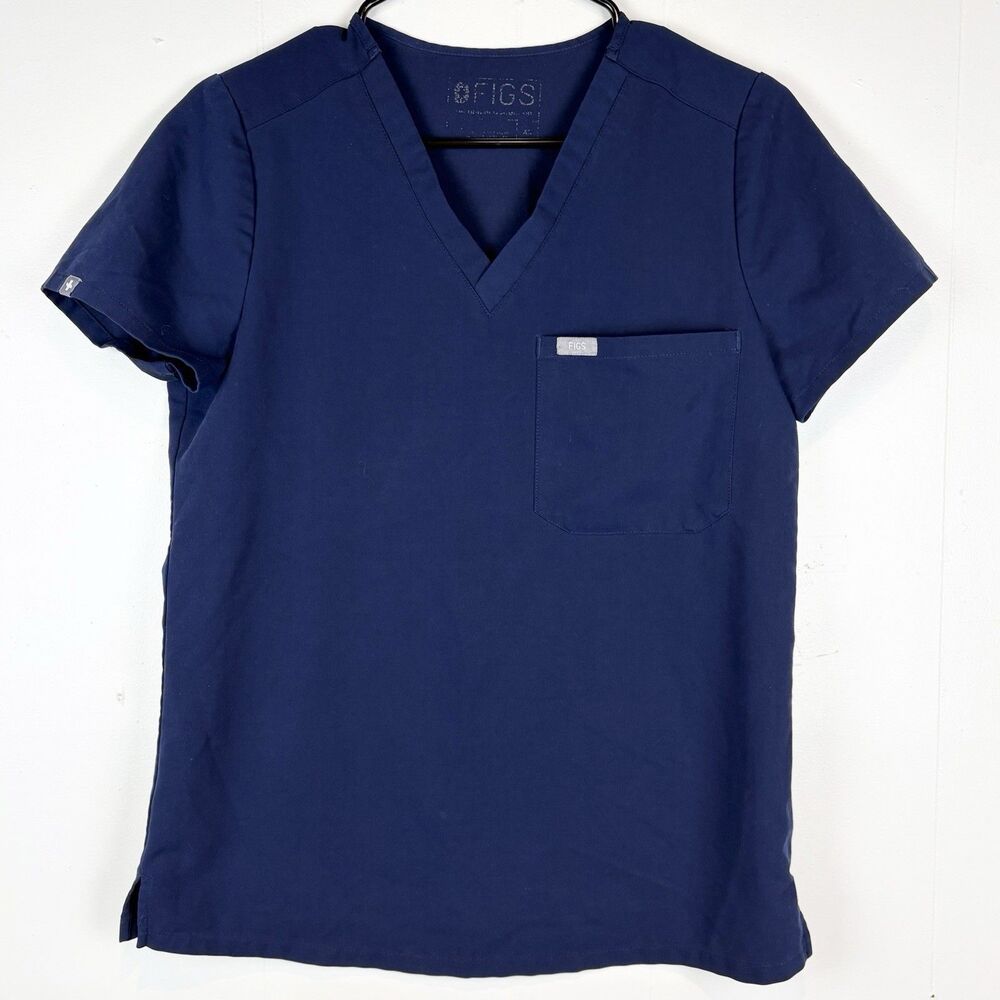 FIGS Women’s XS Navy Blue Solid V-Neck Catarina One Pocket Scrub Top